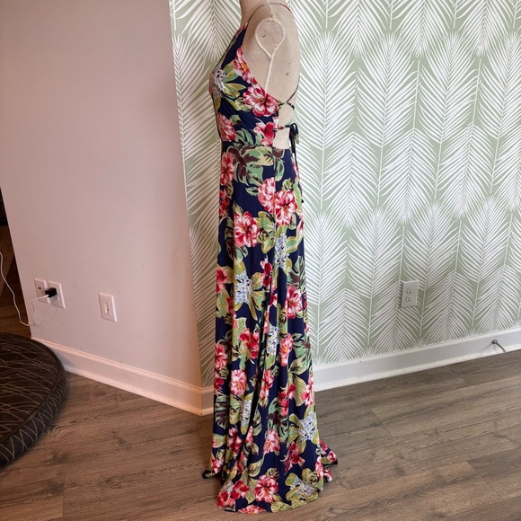 Lulus Havana Oh NaNa Navy Blue Floral Print Maxi Dress Medium Tropical Resort - Picture 7 of 10